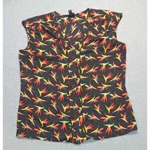 Worthington Womens LT Blouse Bird Of Paradise Tropical Sleeveless Multicolor Cap